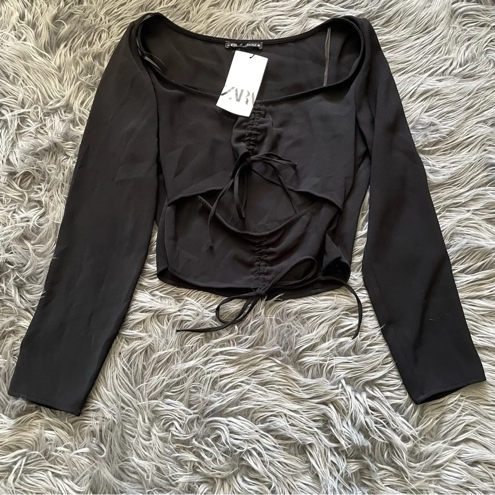 ZARA ruched cut-out top